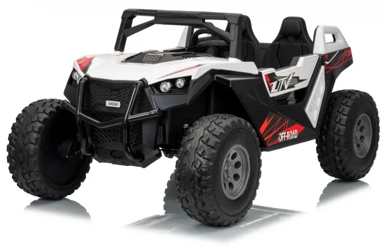 Buggy elétrico para Crianças 24V 2 Lugares RTR Monster Speed ​​4x4, Rodas Espuma EVA, assento couro ecológico Branco