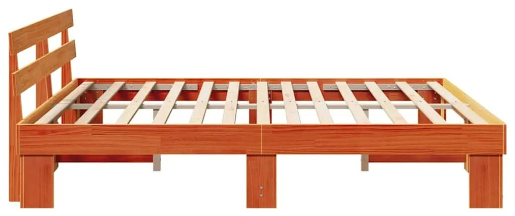 Estrado de Cama com Cabeceira Castanho 200x200 cm Madeira Sólida de Pi