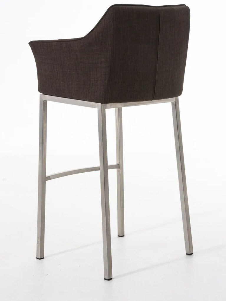 Banco de bar Damaso em tecido com estrutura prateada 64 x 110 x 48 cm Castanho