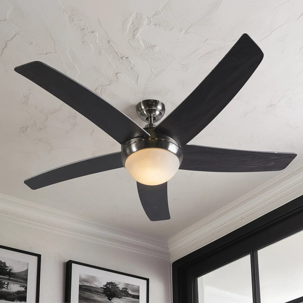 Ventilador de teto em aço com impressão de madeira preta 132cm com controle remoto - Cool