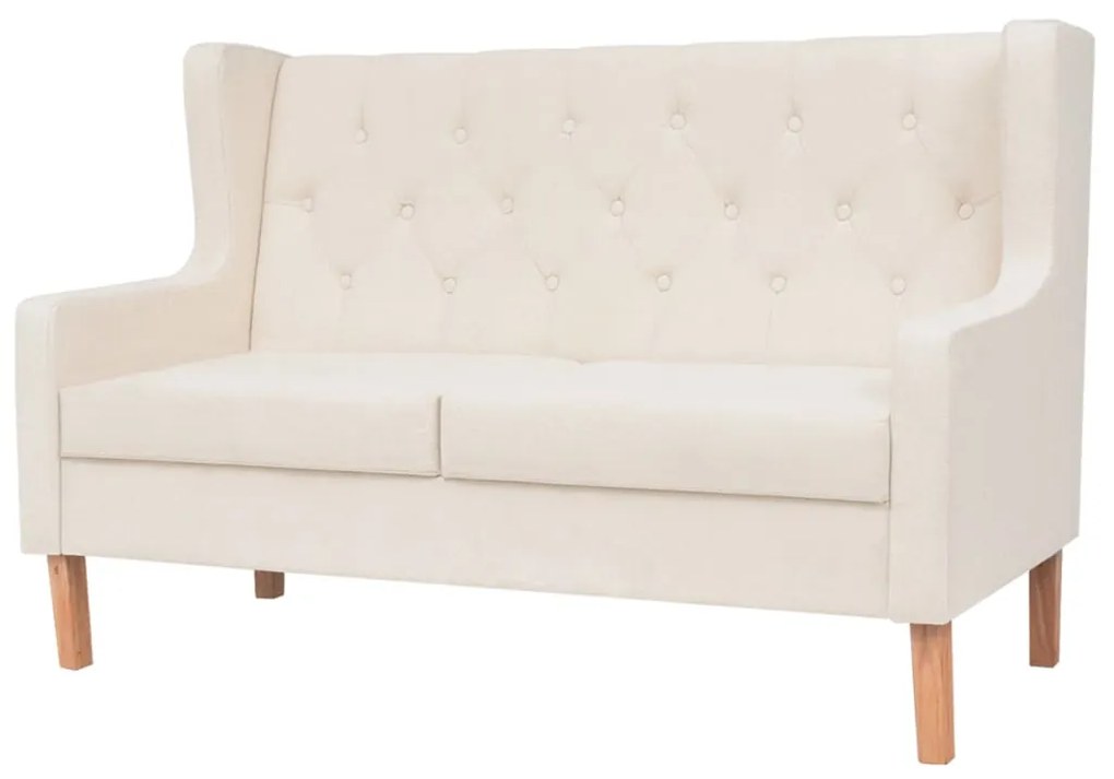 245450 vidaXL Sofá de 2 lugares tecido branco nata