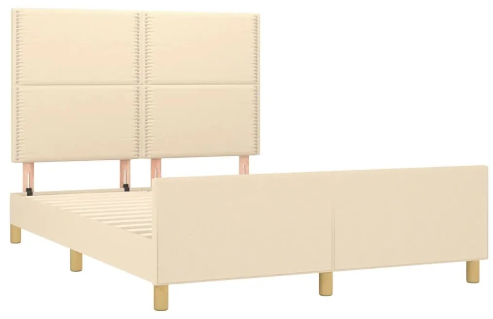 Estrutura de cama sem colchão 140x190 cm tecido cor creme