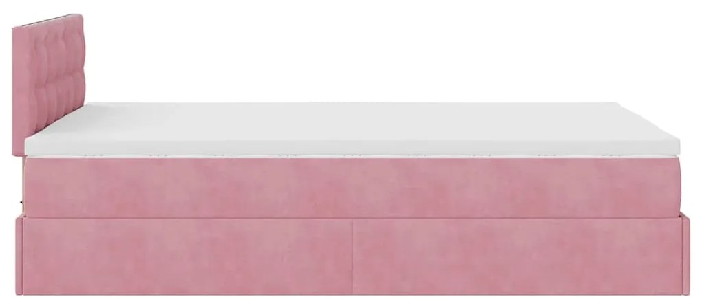 Estrutura de cama otomana com colchão 120x200 cm veludo rosa