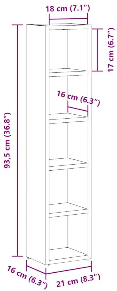 Armários para CDs 2pcs 21x16x93,5cm deriv. madeira sonoma cinza