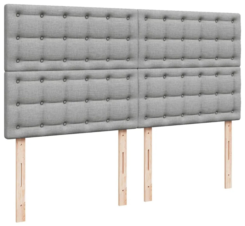 Cama com molas/colchão 200x200 cm tecido cinza-claro