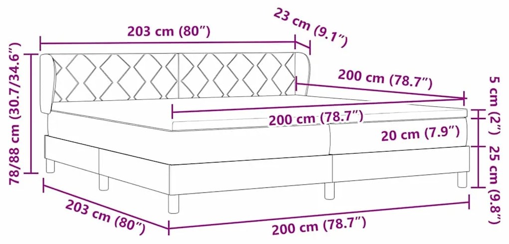 Camas Box Spring vidaXL com Colchão Verde Escuro 200x200 cm em Veludo