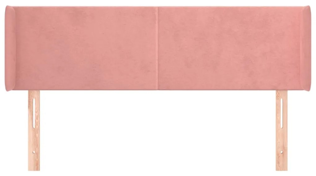 Cabeceira de cama c/ abas veludo 147x16x78/88 cm rosa