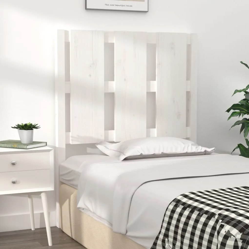 Cabeceira de cama 80,5x4x100 cm madeira de pinho maciça branco