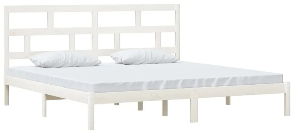 Estrutura de cama 200x200 cm madeira de pinho maciça branco