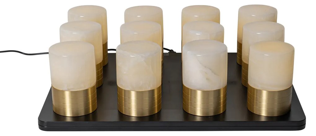 Conjunto de 12 Candeeiros de Mesa Recarregáveis Dourados RGBW Incl. Estação de Carregamento - Alessia