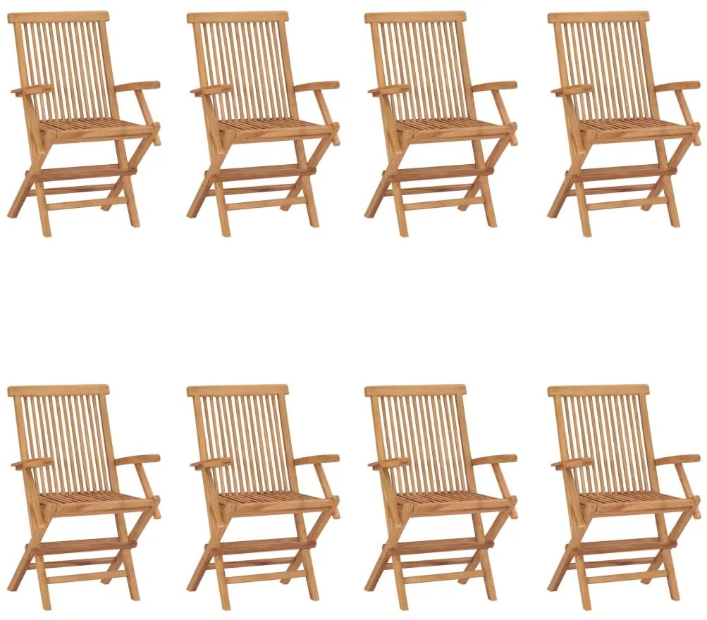 Cadeiras de jardim dobráveis 8 pcs madeira de teca maciça