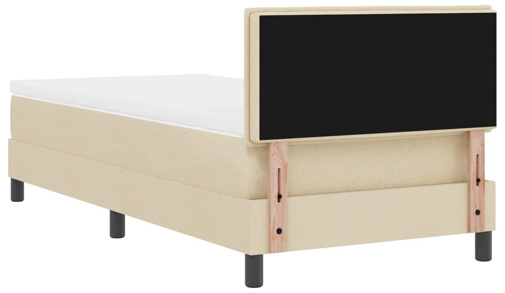 Cama com Molas com Colchão Bege 90x190 cm Tecido