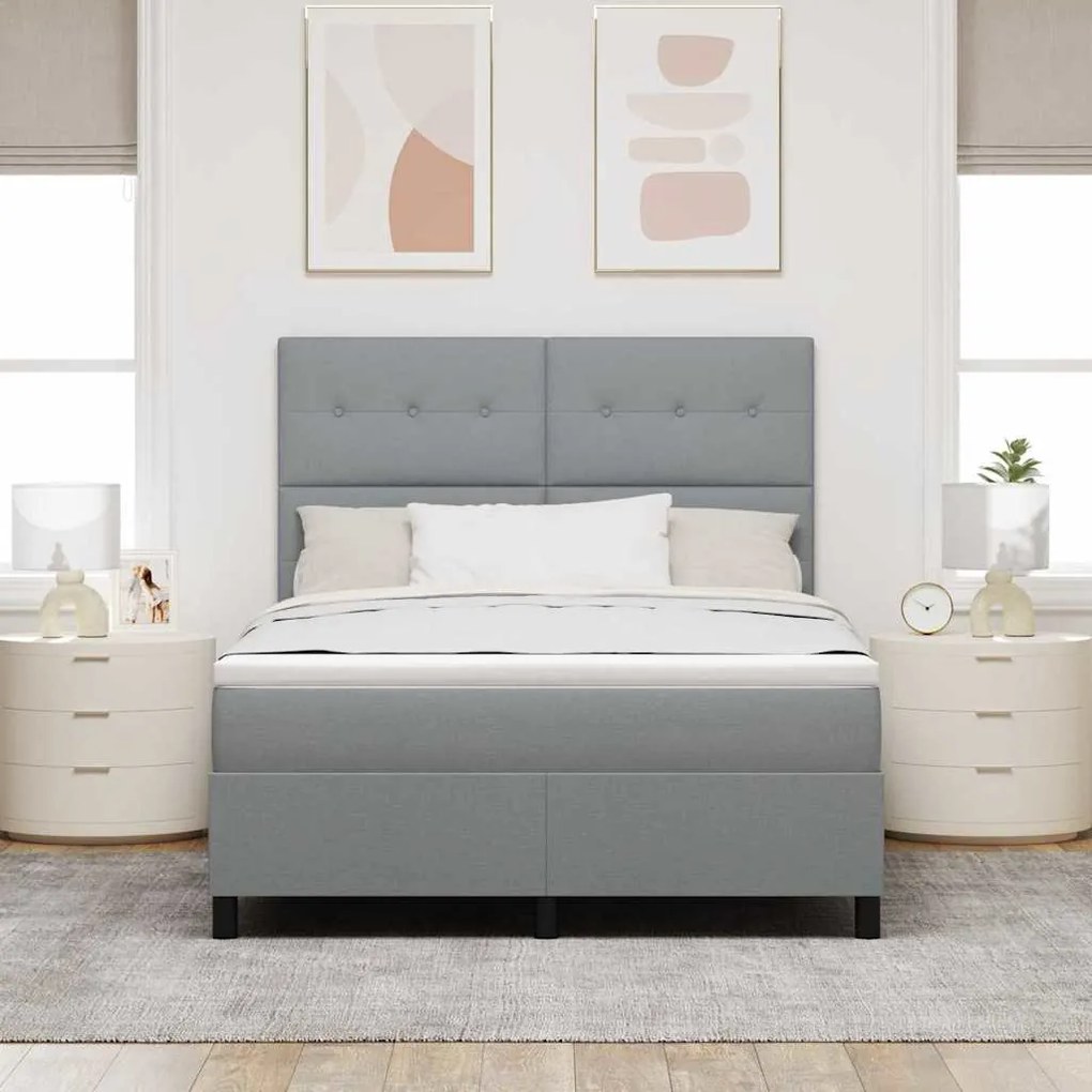 Cama com Estrado e Colchão com Luz LED, Cinza, 140 x 190 cm, Estrutura