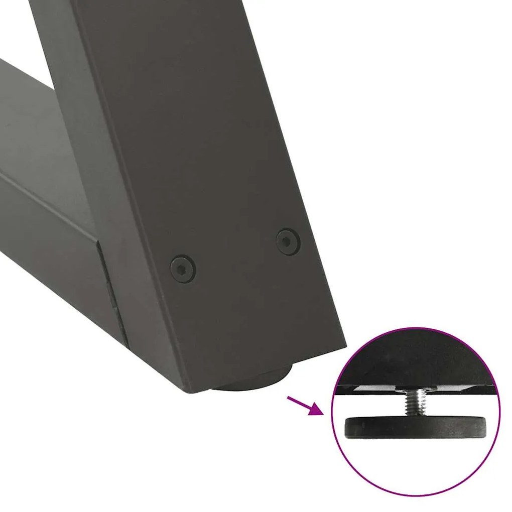 Pés para mesa de jantar 2 peças antracite 90x(72-73,3) cm aço