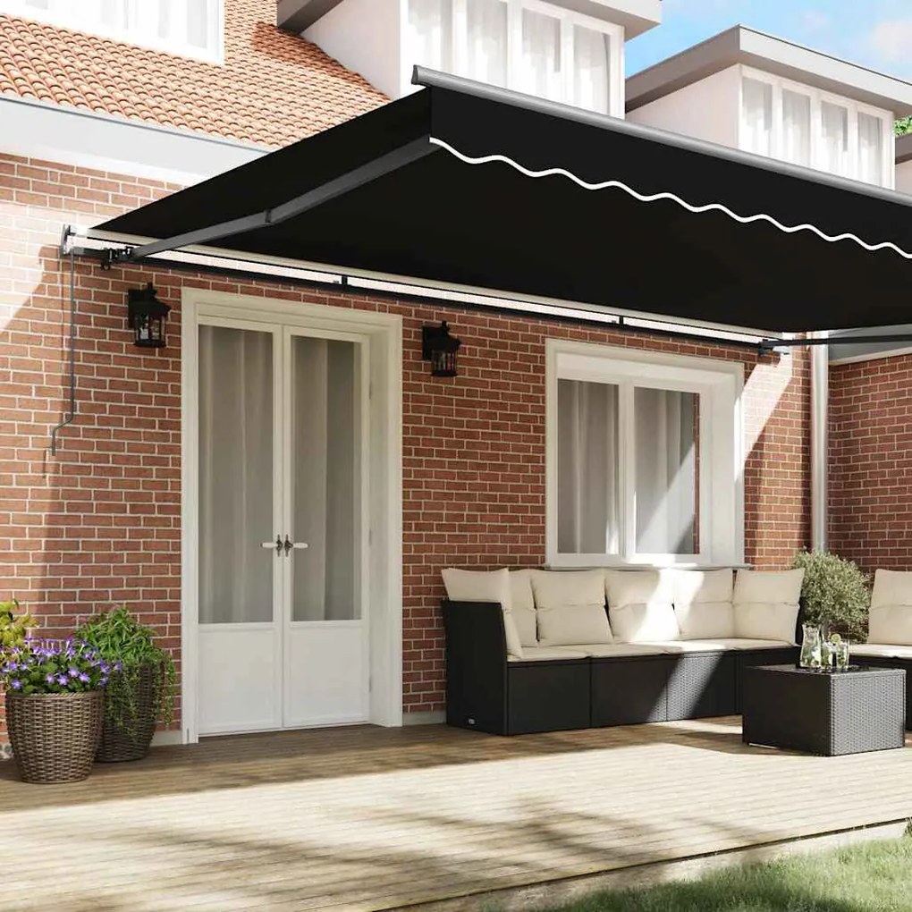 Toldo Manual Preto 500 × 350 cm Acrílo