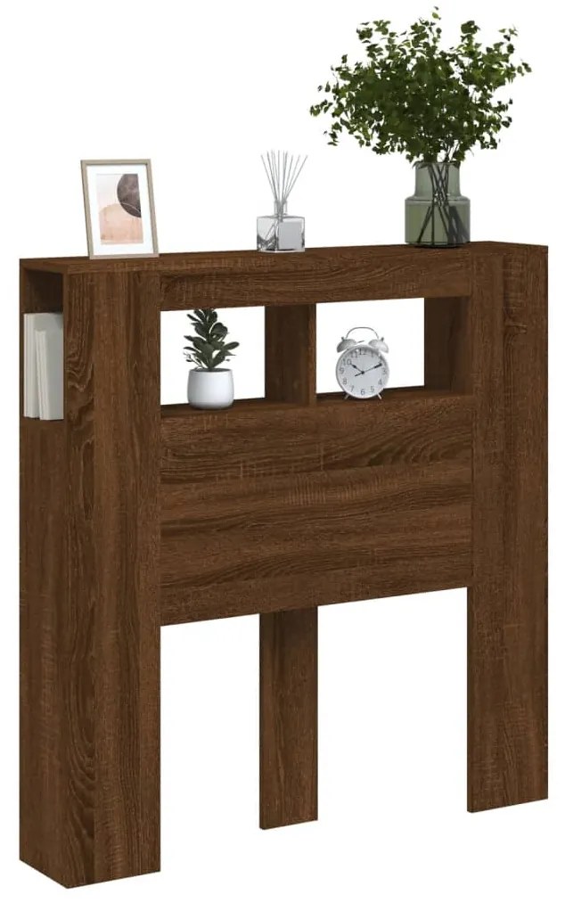 Cabeceira c/ LEDs 100x18,5x103,5 cm carvalho castanho
