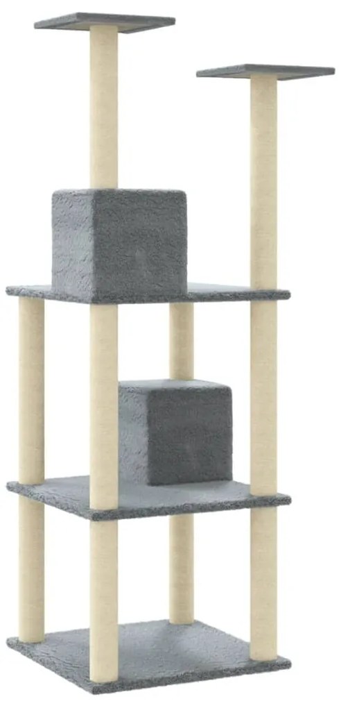 Árvore p/ gatos c/ postes arranhadores sisal 141 cm cinza-claro