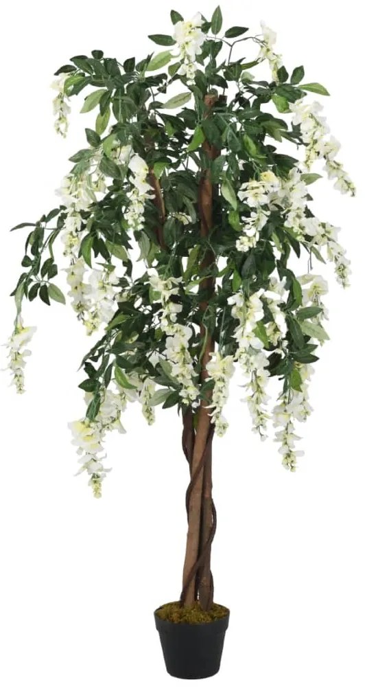 Glicínia artificial 1260 folhas 180 cm verde e branco