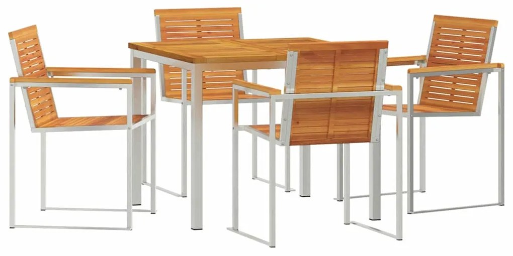 Conjunto de Jantar para Jardim com 5 Peças, mesa de madeira de acácia