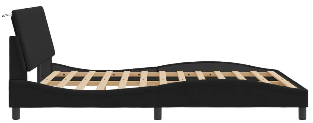 Estrutura de cama sem colchão 160x200 cm veludo preto