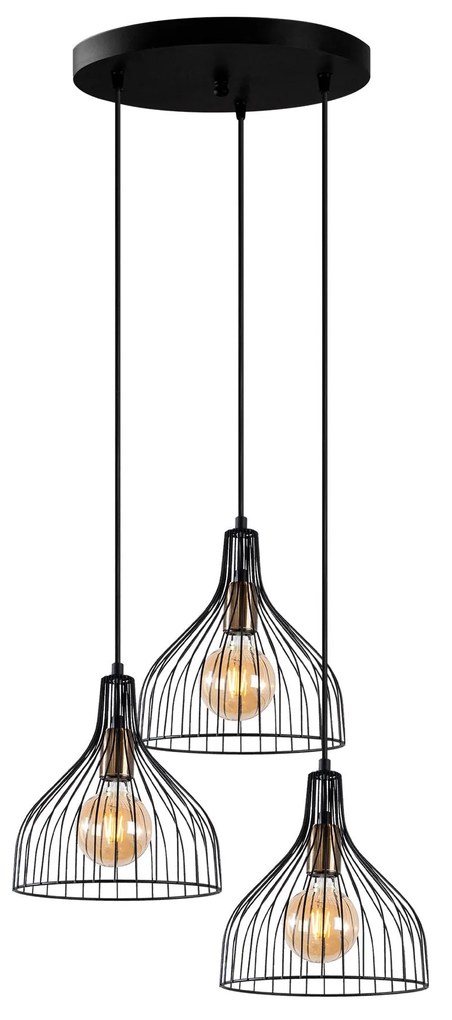 Candeeiro de Teto Chandelier Cafu – Preto Antigo – 49 x 49 x 121 cm