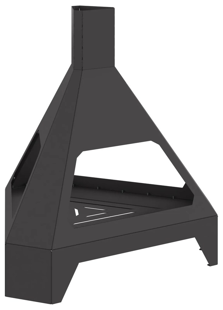Fire Pit com Chaminé Preto 50x43x52 cm Aço