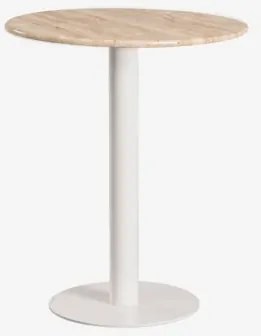 Mesa De Bar Redonda Em Pedra Natural Xiren Ø70 Cm & Travertino & Branco Glacial - Sklum