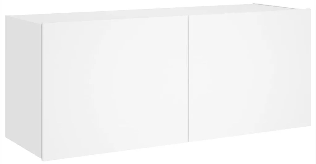 Móvel de parede para TV com luzes LED 100x35x41 cm branco