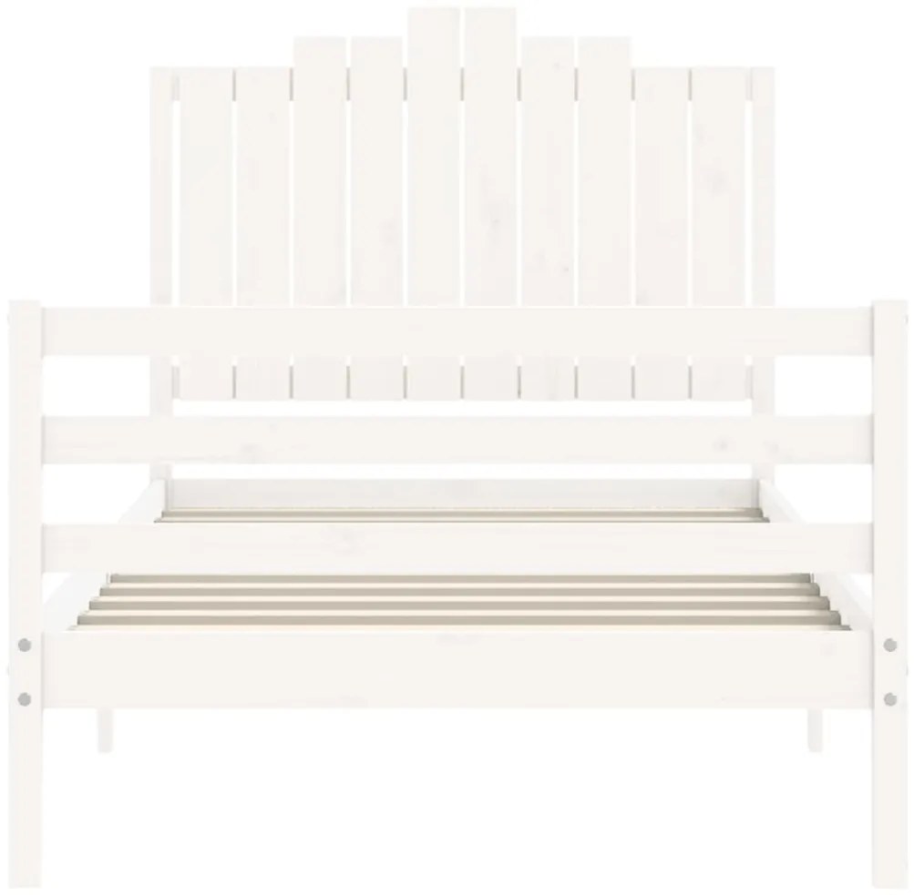 Estrutura de cama com cabeceira 100x200cm madeira maciça branco