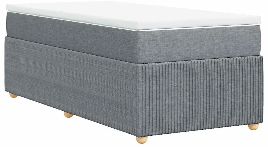 Cama com molas/colchão 90x200 cm tecido cinza-claro