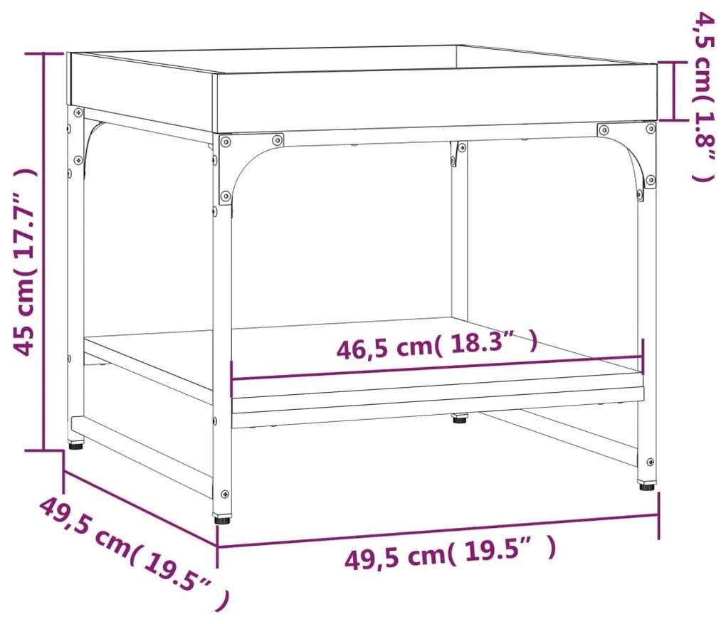 Mesa de centro 49,5x49,5x45cm derivados de madeira cinza sonoma
