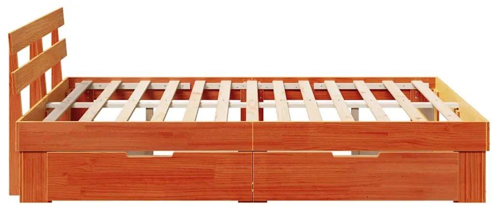 Estrutura da Cama com gaveta Castanho-mel 160 x 200 cm Madeira