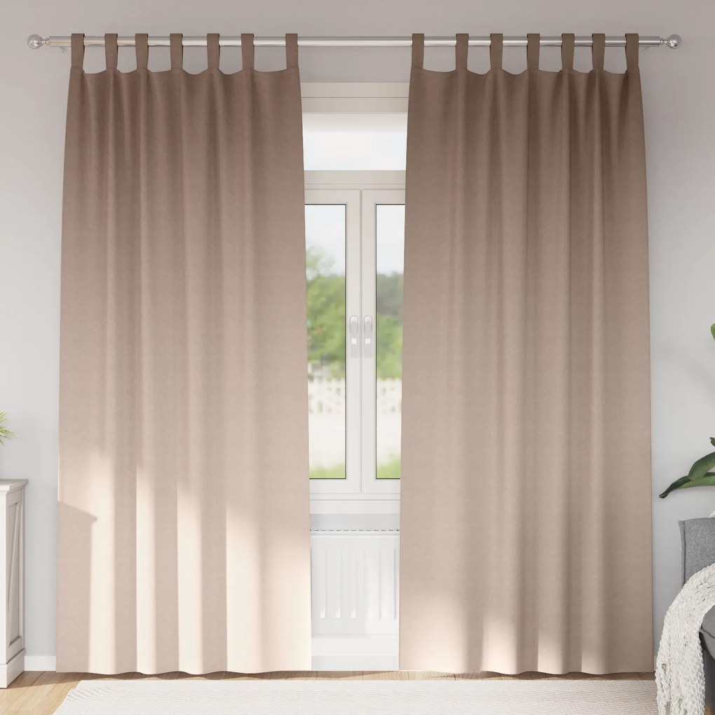 Cortinas opacas 2 pcs Cinzento-acastanhado 225 x 140 cm