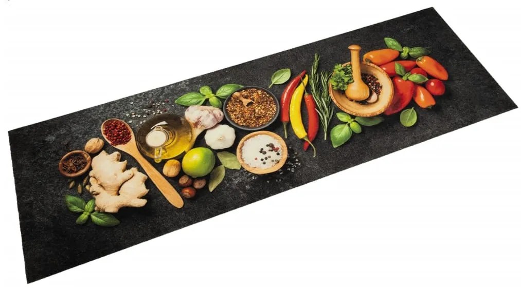 Tapete de cozinha lavável 60x180 cm veludo padrão especiarias