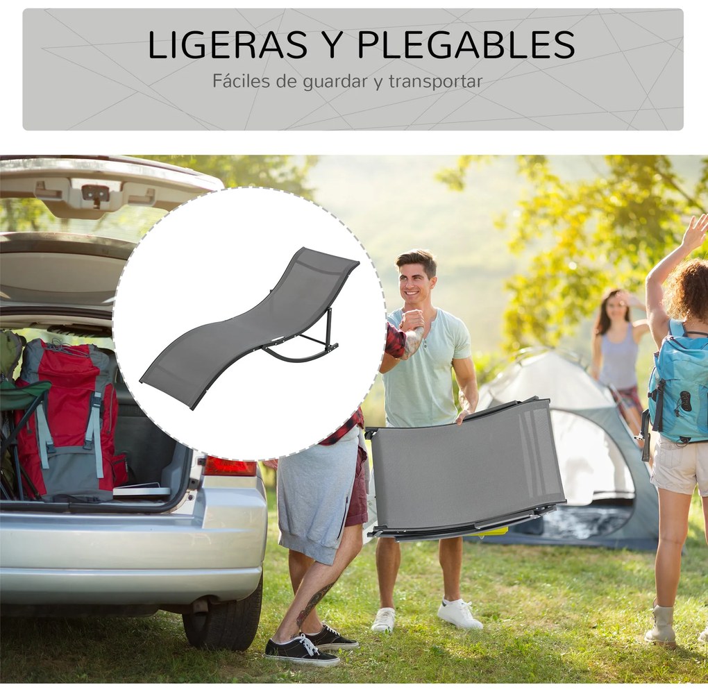 Conjunto 2 Espreguiçadeiras Ergonômicas Dobráveis em Forma de S com Es