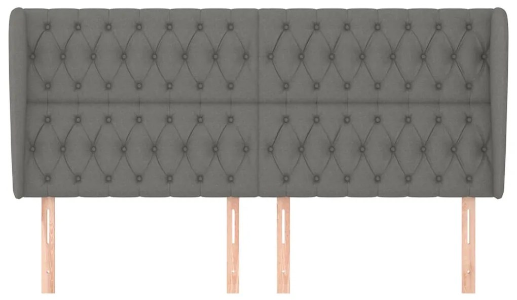 Cabeceira cama c/ abas tecido 203x23x118/128 cm cinzento-escuro