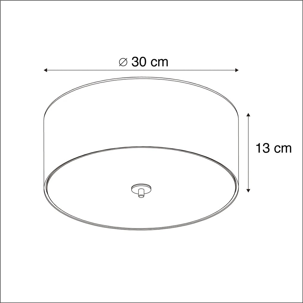 Candeeiro de tecto country preto 30 cm - Tambor Moderno,Country / Rústico