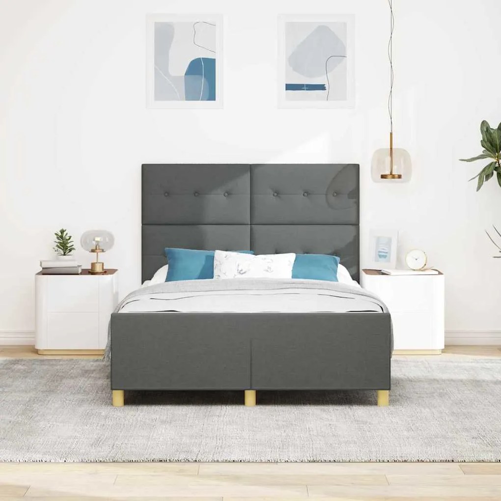 Cama vidaXL Cinza Escuro 160x200 cm Tecido