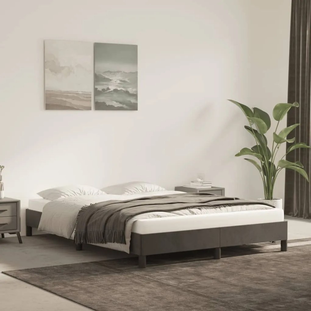 Estrutura de cama sem colchão 140x190 cm veludo cinzento-escuro