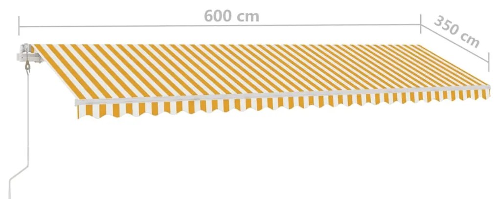 Toldo autom. LED e sensor de vento 600x350 cm amarelo/branco