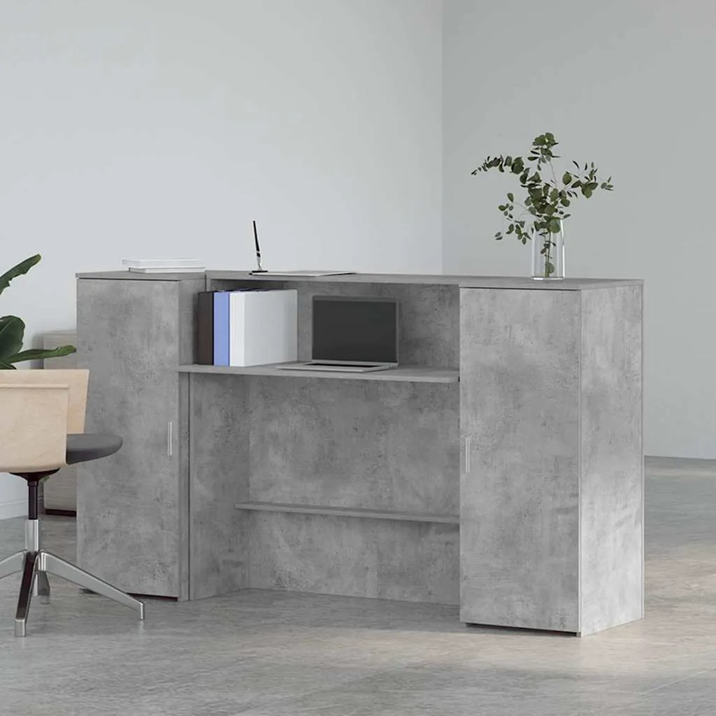 Balcão de recepção 180x50x103,5 cm madeira cinza cimento