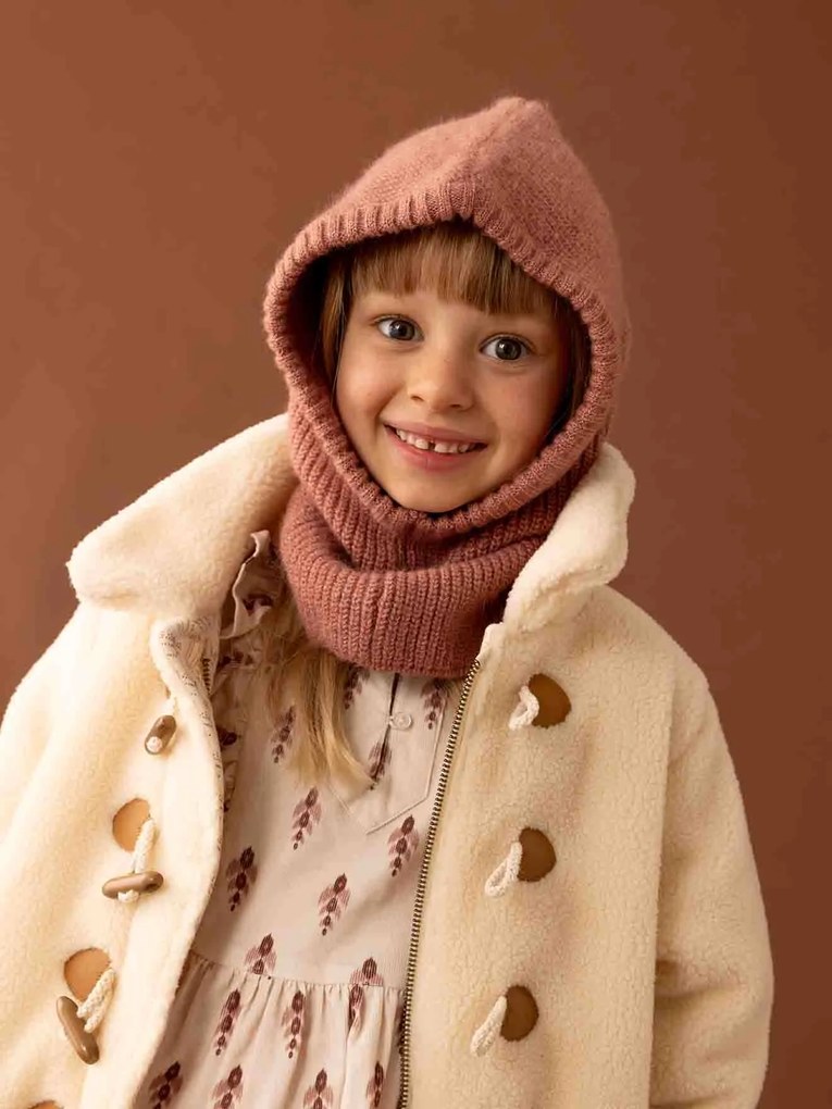 Gorro com gola em malha canelada, para menina malva