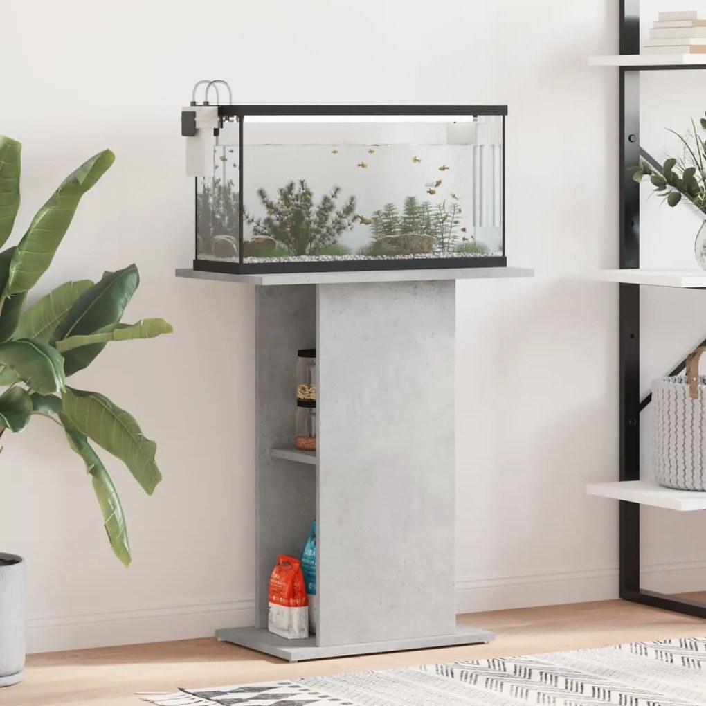 vidaXL Suporte aquário 60,5x36x72,5 cm deriv. de madeira cinza cimento