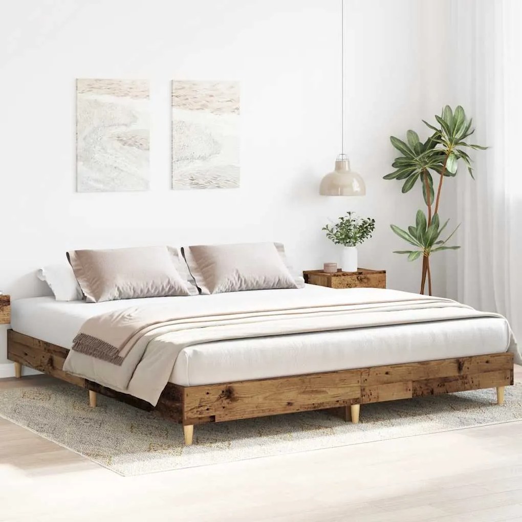 Estrutura de cama sem colchão 200x200 cm madeira velha