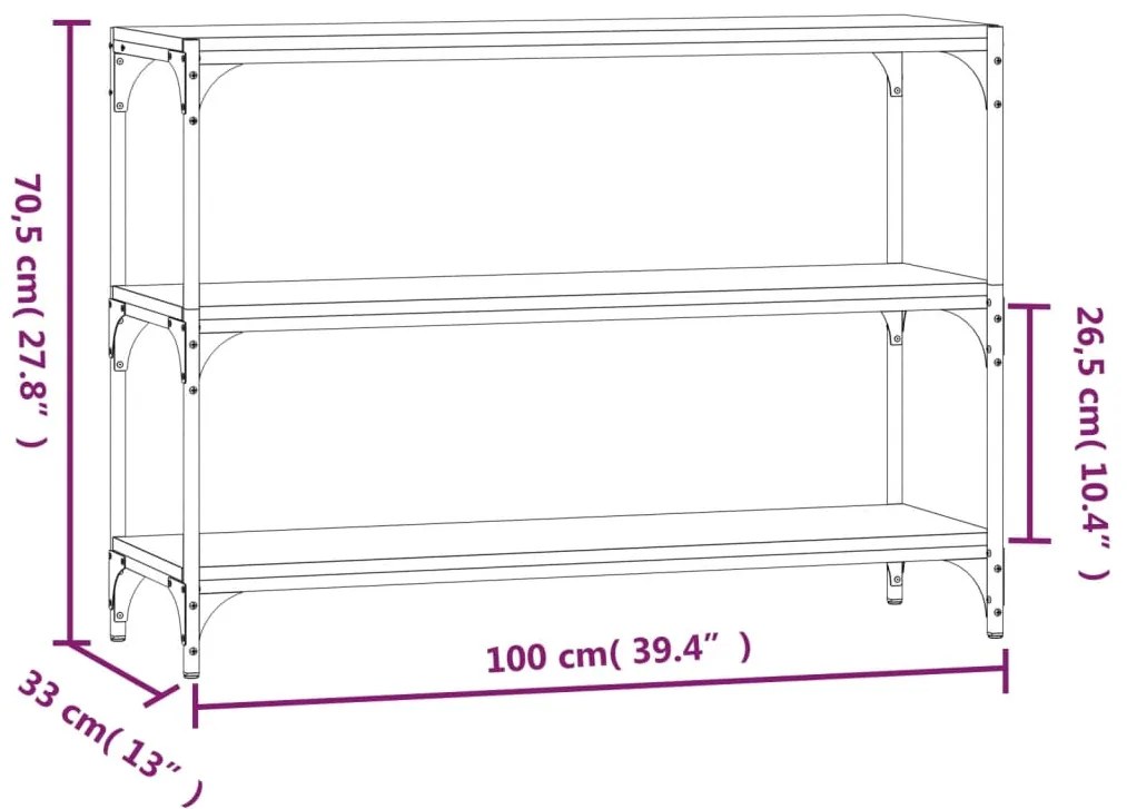 Estante 100x33x70,5 cm derivados de madeira/aço cinza sonoma