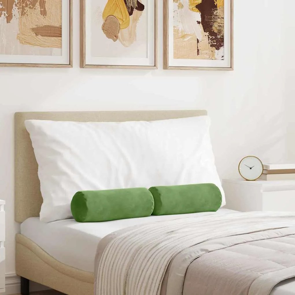 vidaXL Almofadas de Apoio 2 pcs Verde Claro Ø 15 x 40 cm