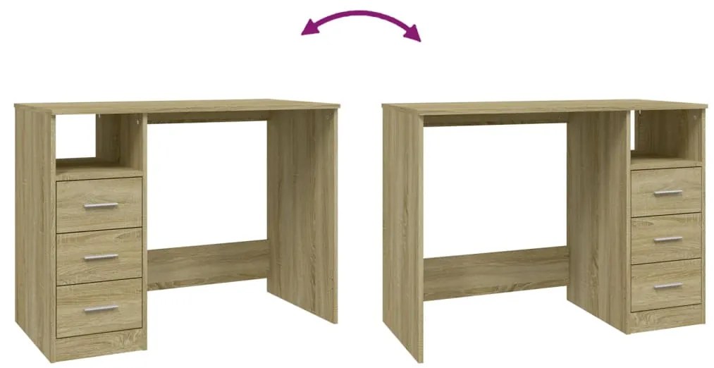 Secretária c/ gavetas 102x50x76 cm derivados de madeira sonoma