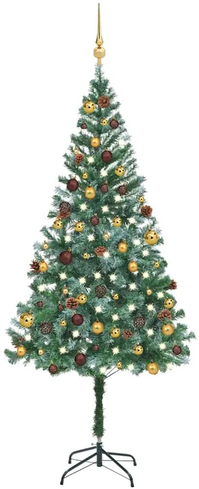 Árvore Natal artificial pré-iluminada c/ bolas e pinhas 180 cm