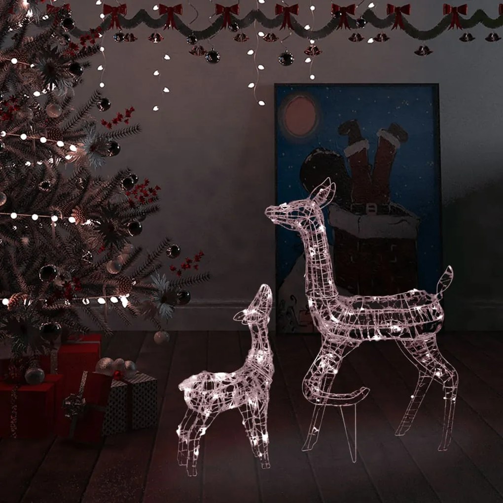 vidaXL Família de renas decorativa 160 LEDs acrílico branco quente