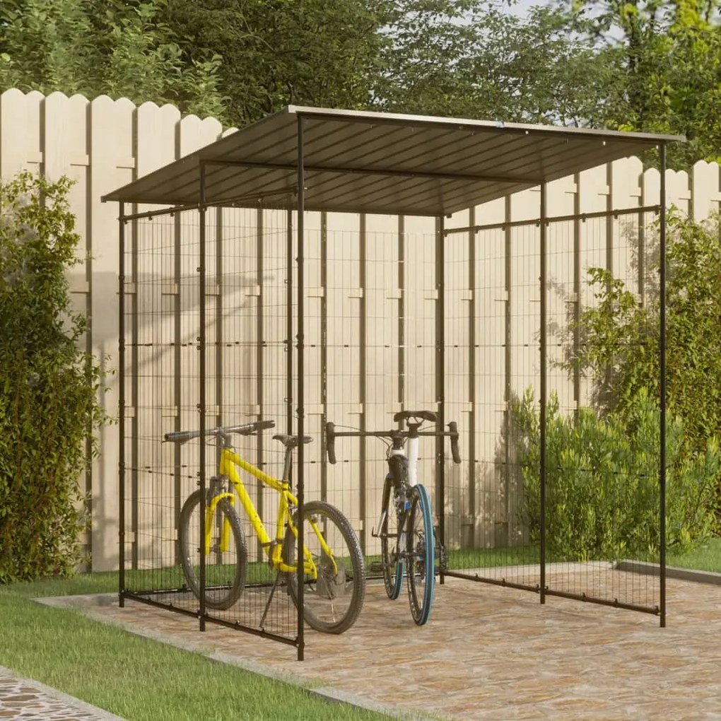 150780 vidaXL Abrigo para bicicletas 190x190x222 cm aço preto